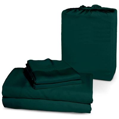 1000 Thread Count 100% Organic GOTS Certified Cotton, 12-Inch Deep-Pocket, Luxury Breathable 5-Piece Bed Sheet Set (1 Flat Sheet, 2 Fitted Sheet, 2 Pillow Covers) - Split King, Teal Blue