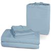 1000 Thread Count 100% Organic GOTS Certified Cotton, 12-Inch Deep-Pocket, Luxury Breathable 4-Piece Bed Sheet Set (1 Flat Sheet, 1 Fitted Sheet, 2 Pillow Covers) - Queen-XL, Light Blue view 1
