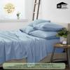 1000 Thread Count 100% Organic GOTS Certified Cotton, 12-Inch Deep-Pocket, Luxury Breathable 4-Piece Bed Sheet Set (1 Flat Sheet, 1 Fitted Sheet, 2 Pillow Covers) - Queen-XL, Light Blue view 3