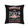 14 Year Old Made In Vintage 2009 14th Flowers Birthday Gifts Throw Pillow view 1