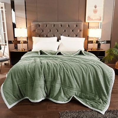 Sherpa Fleece Blanket Thick Fluffy Blankets and Throws - Warm Soft Stripe Flannel Blanket for Bed, Sofa, Couch, Chair - Fuzzy Plush Reversible Fall Winter Blanket ( Color : Green , Size : 100x150cm )