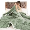 Sherpa Fleece Blanket Thick Fluffy Blankets and Throws - Warm Soft Stripe Flannel Blanket for Bed, Sofa, Couch, Chair - Fuzzy Plush Reversible Fall Winter Blanket ( Color : Green , Size : 100x150cm ) view 2