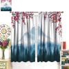 Cherry Blossom Curtains,Japan Fuji Mountain Forest Red Cherry Blossom Curtains Bedroom Living Room Kitchen Blackout Decorative Curtains 84x84in view 3