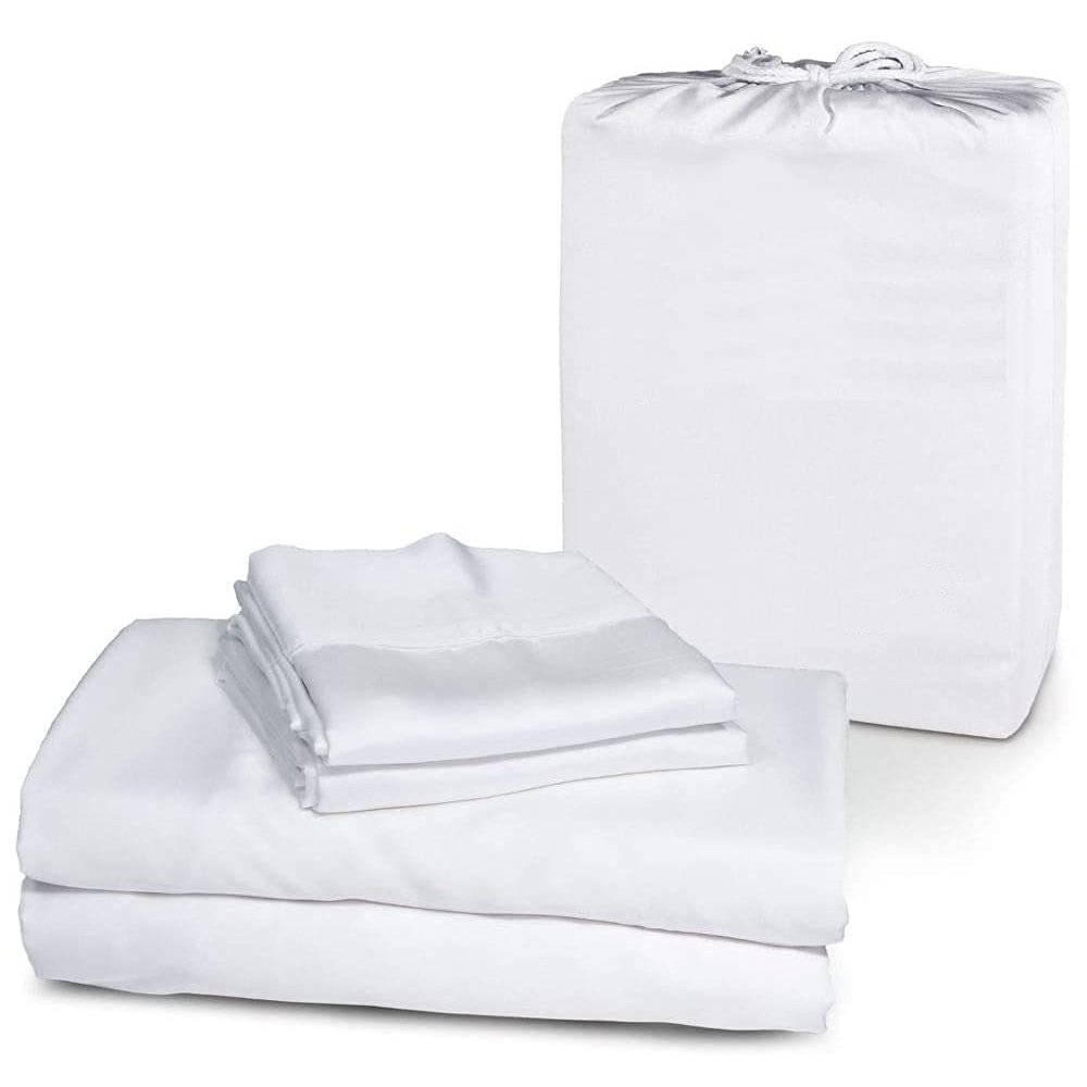 1000 Thread Count 100% Organic GOTS Certified Cotton, 15-Inch Deep-Pocket, Luxury Breathable 4-Piece Bed Sheet Set (1 Flat Sheet, 1 Fitted Sheet, 2 Pillow Covers) - Split-Head King 34", White