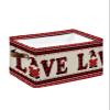 Large Storage Baskets Bins Valentines Gnome Collapsible Storage Box Laundry Organizer for Closet Shelf Nursery Kids Bedroom Gnomes Love Red Checkered view 1