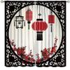 Asian Decor Curtain, Red Lantern Cherry Blossom New Year Chinese Decorative Bedroom Living Room Kitchen 42x45 Inch view 1