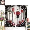 Asian Decor Curtain, Red Lantern Cherry Blossom New Year Chinese Decorative Bedroom Living Room Kitchen 42x45 Inch view 2
