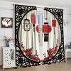 Asian Decor Curtain, Red Lantern Cherry Blossom New Year Chinese Decorative Bedroom Living Room Kitchen 42x45 Inch view 3