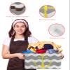 Large Storage Baskets Bins Yellow Anchor Rippled Wavy Collapsible Storage Box Laundry Organizer for Closet Shelf Nursery Kids Bedroom Grey White view 4