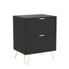 Anbuy Black Nightstand Set of 2 with Gold Handle, Bedside Table with 2 Drawers, Night Stands Set of 2 Gold Legs for Bedroom Living Room view 4