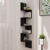 Wall Corner Shelf,Wall Decor,Floating Shelves,Wall Mounted Shelves,Storage Display Shelf,Shelving Rack,for Living Room,Bathroom,Office,Black 7.5"x7.5"x48.4" Engineered Wood view 1