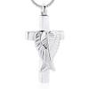 SHEIL Cremation Necklace Angel Wings Cross Urn Pendant Memorial Ashes Keepsake Urn Jewelry - Memorial Ash Keepsake,2 view 1