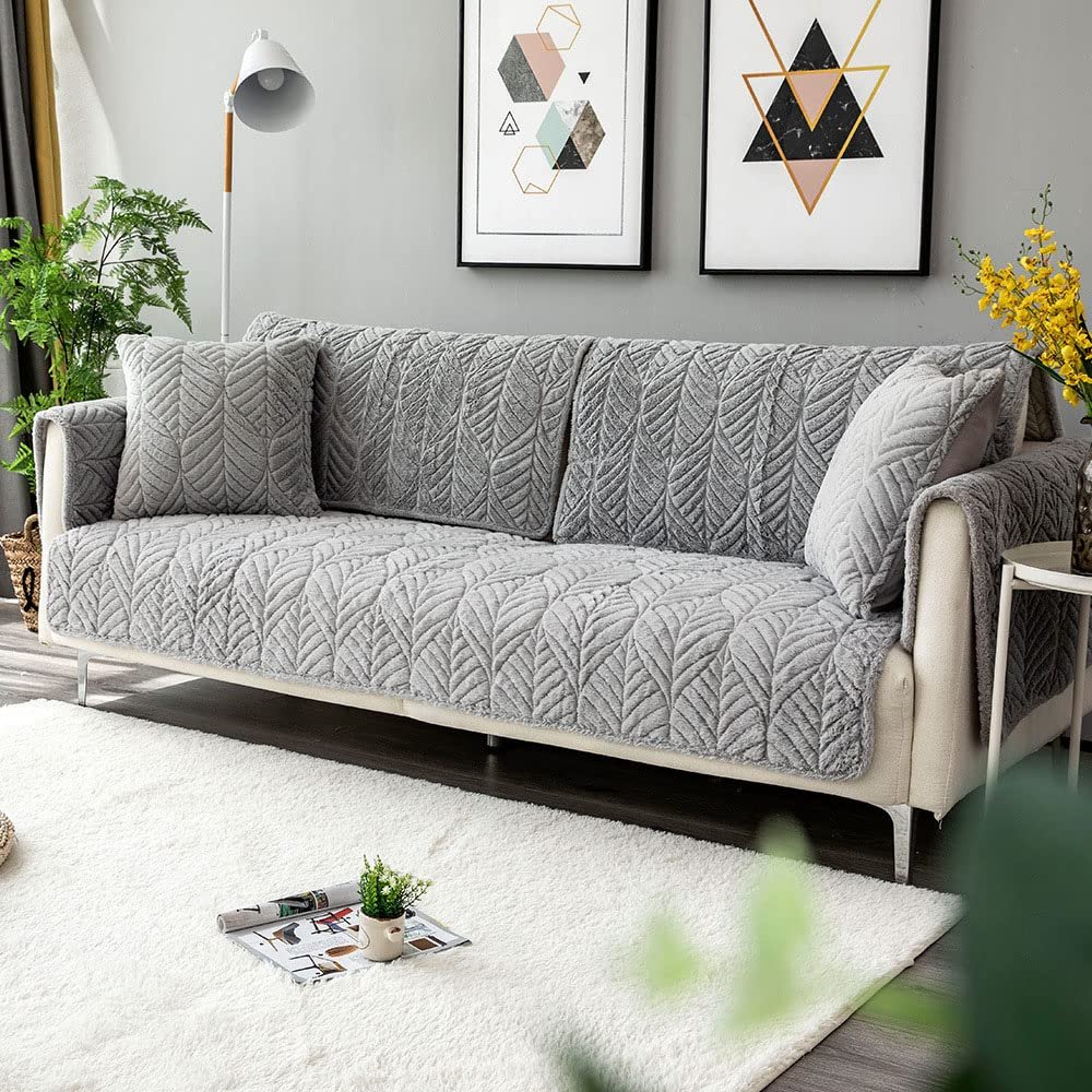 Armrest Furniture Protective Cover Quilted Couch Protector Plush Quilted Furniture Protectors from Cats Dog Pet Dog Furniture Cover for Our Sectional Couch,A Bench and A Chair-A 43x94inch(110x240cm)