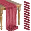 12 Pack Burgundy Cheesecloth Table Runner 10ft Boho Gauze Cheese Cloth Table Runner Rustic Sheer Runner 120 inch Long for Christmas Wedding Table Decorations view 1