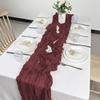 12 Pack Burgundy Cheesecloth Table Runner 10ft Boho Gauze Cheese Cloth Table Runner Rustic Sheer Runner 120 inch Long for Christmas Wedding Table Decorations view 2