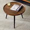 24" Round Tray Top Small Coffee End Table with Tri Metal Legs, MIINO Rustic Side Table for Living Room Bedroom, 24" L x 24" W x19 H Small Center Table Short Cocktail Table in Walnut view 3