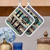 2 Pack Pot Holders for Kitchen,Home Text with Windmill Heat Proof Potholder Hot Pads Trivet,Farmhouse Wood Grain Vintage Planks Washable Coaster Potholders for Cooking Baking Grilling view 2