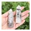 WGPHD Health & Household Natural Black Tourmaline Rutilated Quartz Crystal Point Wand Healing Reiki Stones and Minerals Carving Chakra Decoration view 2