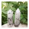WGPHD Health & Household Natural Black Tourmaline Rutilated Quartz Crystal Point Wand Healing Reiki Stones and Minerals Carving Chakra Decoration view 4
