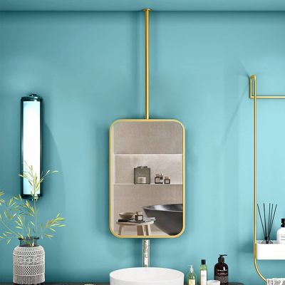 Antourlamm Hanging Mirrors for Wall Decor, Nordic Simple Decorative Mirrors Bathroom HD Vanity Makeup Mirrors, Gold Ceiling Mounted Mirrors, Floating Ceiling Hanging Mirror (Size : 50cmx70cm)