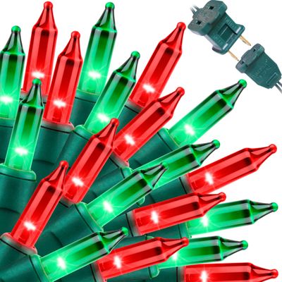 LAMPHOME Super-Bright Extendable Christmas Lights Decoration 100 Lights 19.6ft UL Certified Mini Bulb String Lights for Outdoor Christmas Tree Garden Party Patio Garland Decor (Red+Green)