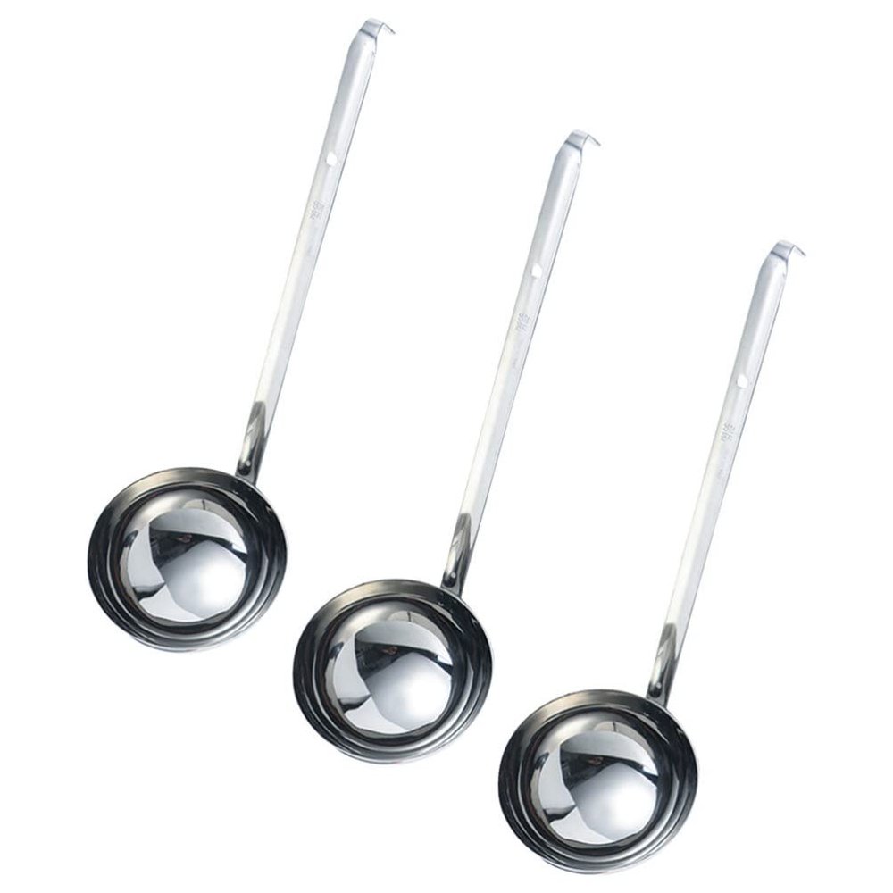 GANAZONO Metal Ladle for Soup 3 Stainless Steel Ladles Smooth Surface for Wonton Soup Hotels and Restaurants