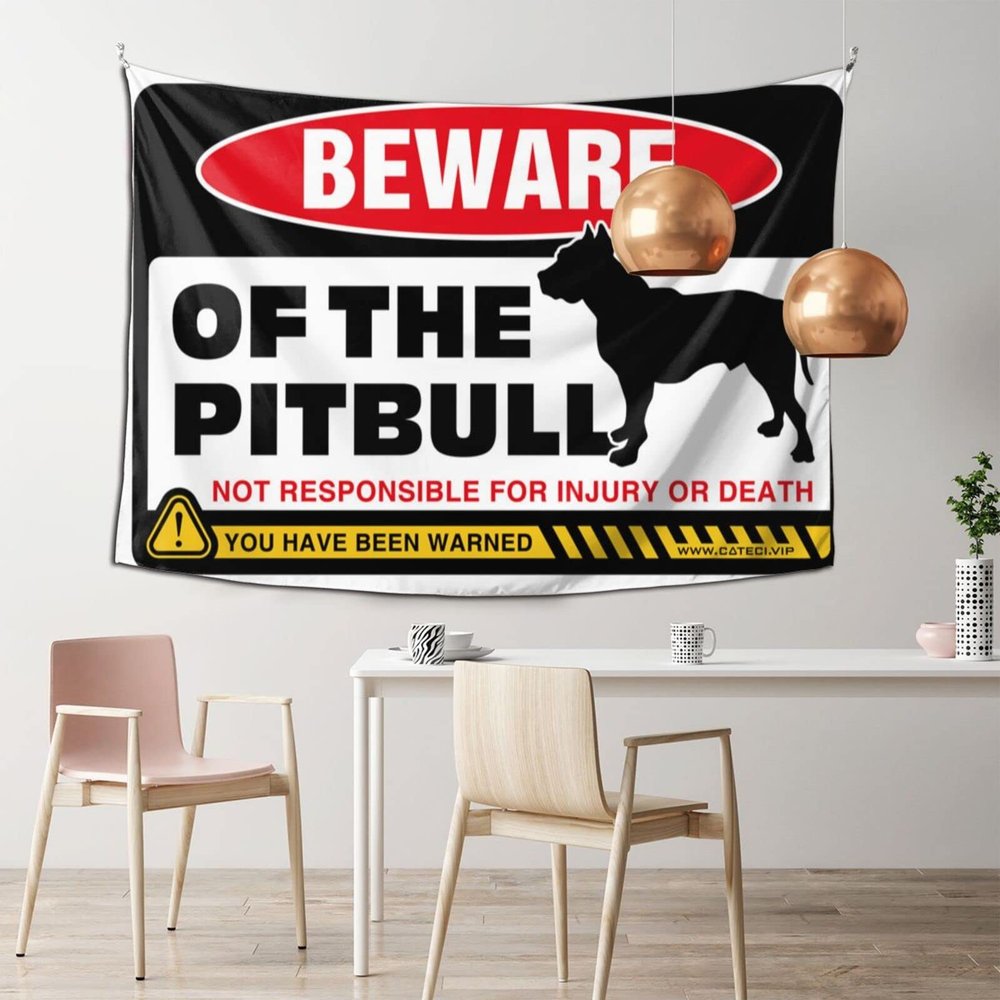 Small Wall Tapestry Beware of Pitbulls Tapestry Stuff for Your Room Wall Decor for Dorm ( Size : 75X100CM )