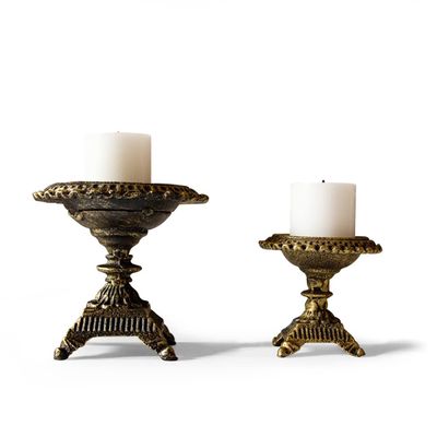 BOOMLATU Cast Iron Antique Candle Sconces Holders,Shabby Chic Candle Stand for Home and Office Pack of 2,Gold