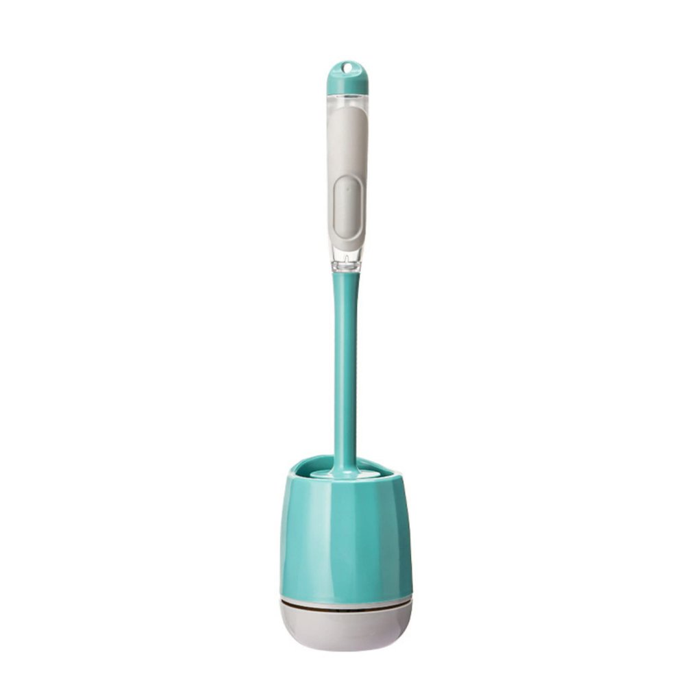 LUOWUYOU Silicone Plus Liquid Toilet Brush Set, Toilet Brush and Plunger Set, 16.5 X 3.9 Inch Wall Mounted Long Handle Toilet Brush with Ventilated Holder with Base (A, Green)