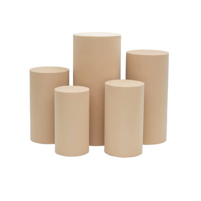 1 Set, Spandex Pillar Covers for Metal Cylinder Pedestal Stands 5 Pcs/Set - Champagne Covers ONLY/Cylinder Pedestal Stands NOT INCLUDED