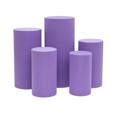 1 Set, Spandex Pillar Covers for Metal Cylinder Pedestal Stands 5 Pcs/Set - Lavender Covers ONLY/Cylinder Pedestal Stands NOT INCLUDED