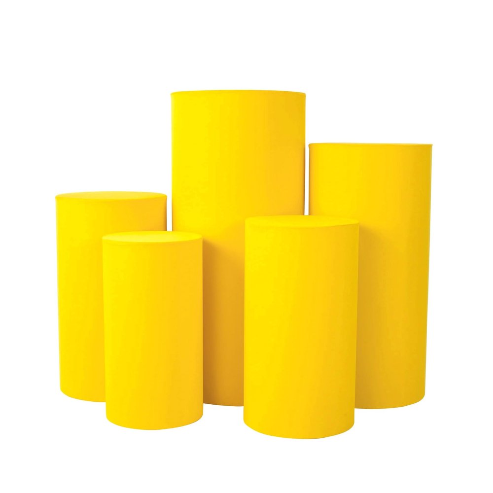 1 Set, Spandex Pillar Covers for Metal Cylinder Pedestal Stands 5 Pcs/Set - Canary Yellow Covers ONLY/Cylinder Pedestal Stands NOT INCLUDED