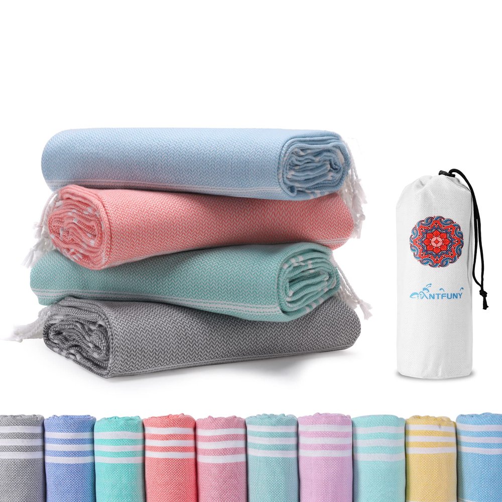 4 Packs Turkish Beach Towels Oversized Bath Pool Swim Towel Set Bulk Quick Dry Sand Free Extra Large Xl Big Blanket Adult Travel Essentials Cruise Accessories Must Have Clearance Vacation Stuff