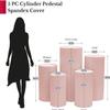 1 Set, Spandex Pillar Covers for Metal Cylinder Pedestal Stands 5 Pcs/Set - Blush/Rose Gold Covers ONLY/Cylinder Pedestal Stands NOT INCLUDED view 4