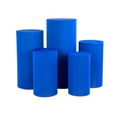 1 Set, Spandex Pillar Covers for Metal Cylinder Pedestal Stands 5 Pcs/Set - Royal Blue Covers ONLY/Cylinder Pedestal Stands NOT INCLUDED