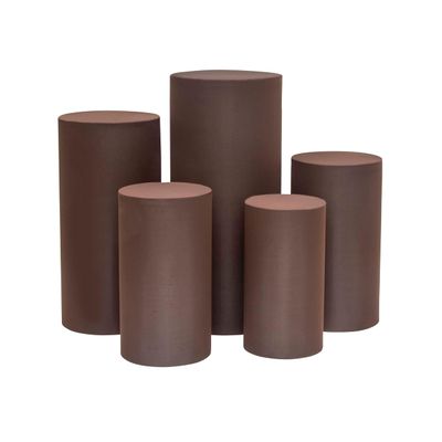 1 Set, Spandex Pillar Covers for Metal Cylinder Pedestal Stands 5 Pcs/Set - Chocolate Brown Covers ONLY/Cylinder Pedestal Stands NOT INCLUDED
