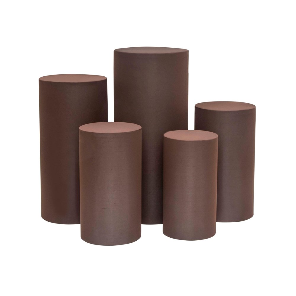1 Set, Spandex Pillar Covers for Metal Cylinder Pedestal Stands 5 Pcs/Set - Chocolate Brown Covers ONLY/Cylinder Pedestal Stands NOT INCLUDED