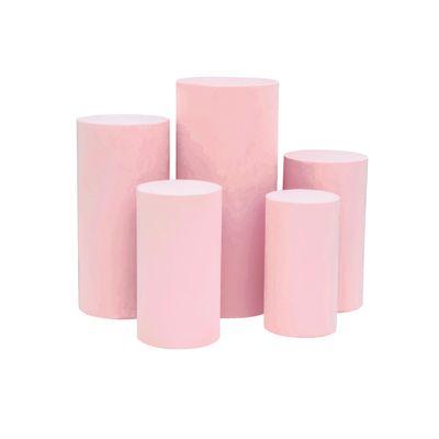 1 Set, Spandex Pillar Covers for Metal Cylinder Pedestal Stands 5 Pcs/Set - Pink Covers ONLY/Cylinder Pedestal Stands NOT INCLUDED