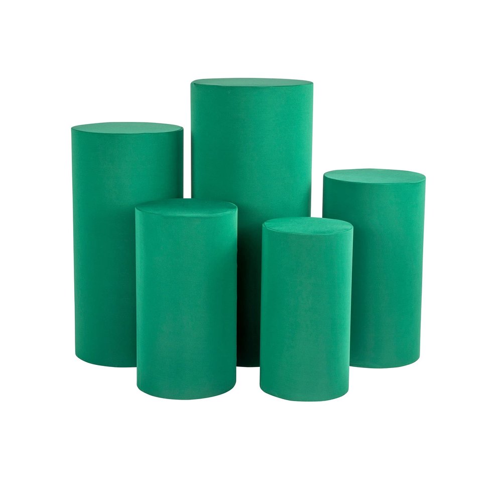 1 Set, Spandex Pillar Covers for Metal Cylinder Pedestal Stands 5 Pcs/Set - Emerald Green Covers ONLY/Cylinder Pedestal Stands NOT INCLUDED