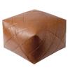 MINGPINHUIUS Moroccan Faux Leather Pouf Cover Unstuffed Pouf Footstool Ottoman Storage Solution Handmade Square Floor Footrest Cushion for Living Room, Bedroom, Balcony, Office (M, Orange) view 1
