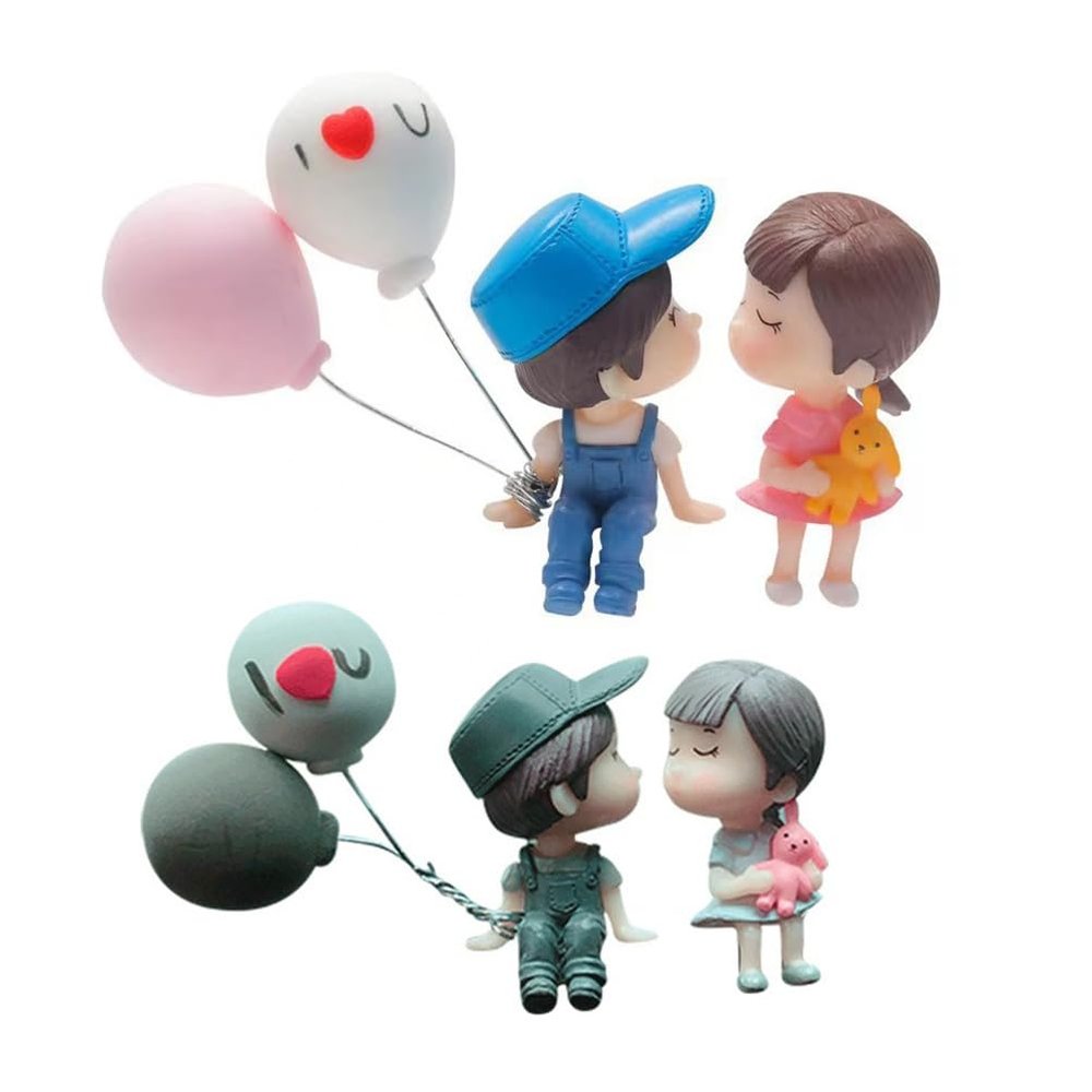 CIYODO Cute Cartoon Couple Figurines 2 Pairs Plastic Couple Statues Car Dashboard Decorations Valentine S Day Gift for Him and Her
