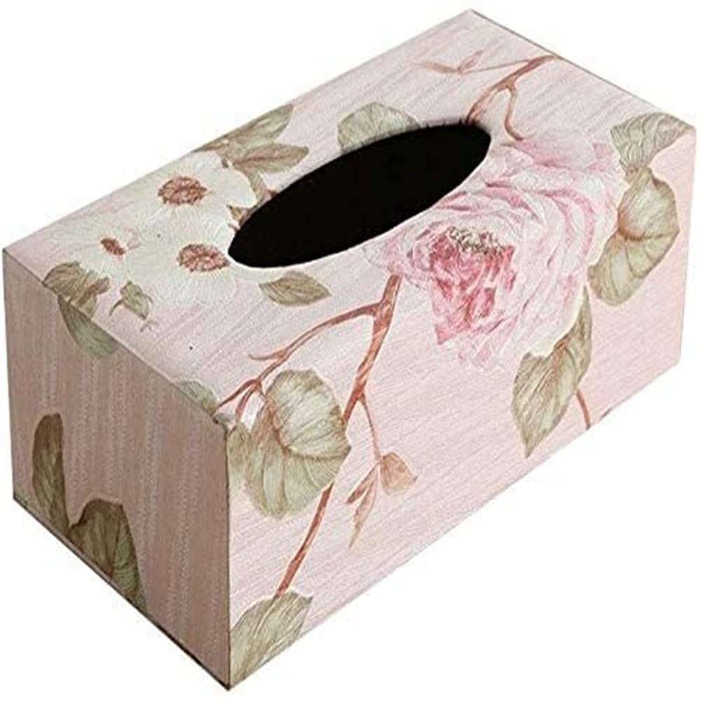 AVRYN Tissue Dispenser,Pink Rose Designed Tissue Box Holder Tissue Box Cover Tissue Box Paper Holder Case Cover for Hotel Living Room