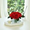 GreenHouzz Artificial Peony Silk Flower Centerpieces Faux Floral Arrangement in Glass Vase for Home Wedding Table Decoration (Red) view 4