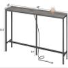 SUPERJARE Console Table with Outlet, 63 Inch Sofa Table with Charging Station, Narrow Hallway Entryway Table, Behind Couch Table Skinny for Entryway, Living Room, Plants, Charcoal Gray view 3