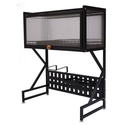 2 Tiers Over Sink Kitchen Storage Shelf with Utensils Holder Metal Dish Drying Rack Countertop Cutlery Dish Drainer Basket Multifunctional Kitchen Organizer Shelf (25.6 x 13.6 x 32.2in)