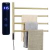 TRUSTMI Swivel Towel Warmer Rack with Built-in Timer and Temperature Indicator 4 Arm Swing Bathroom Wall Mounted Plug-in Electric Towel Heated Rack, Brushed Gold view 1