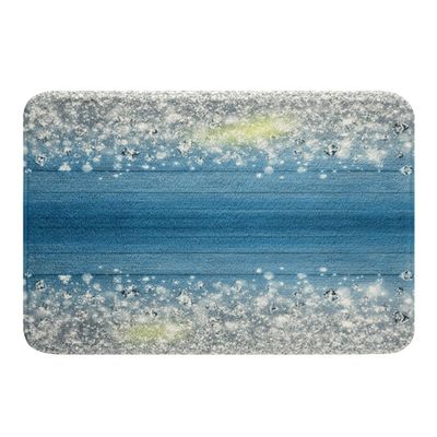 Feelyou Glitter Print Diamond Bling Shiny Bath Tub Rugs in Gradient Blue & Silver - Non-Slip Bath Mat, 20"x32"
