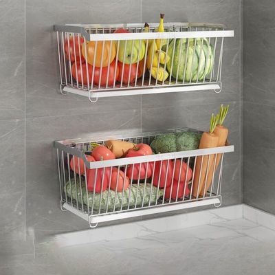 DKULMN Fruit Vegetable Storage Basket,Kitchen Fruit and Vegetable Storage Cart,Hanging Wire Fruit Vegetable Storage Organizer Rack for Kitchen Pantry