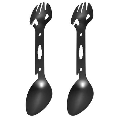 Happyyami 2pcs Fork Spoon Stainless Steel Bottle Opener Stainless Steel Camping Cookware Camping Cooking Stove Picnic Flatware Camping Utensils Cooking Utensils Travel Outdoor