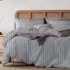 3Pcs 800 Thread Count 100% Egyptian Cotton Oversized Queen (98" x 98") Size Silky Soft, Breathable, All Season Duvet Cover Set for Comforter - Silver Stripe view 3